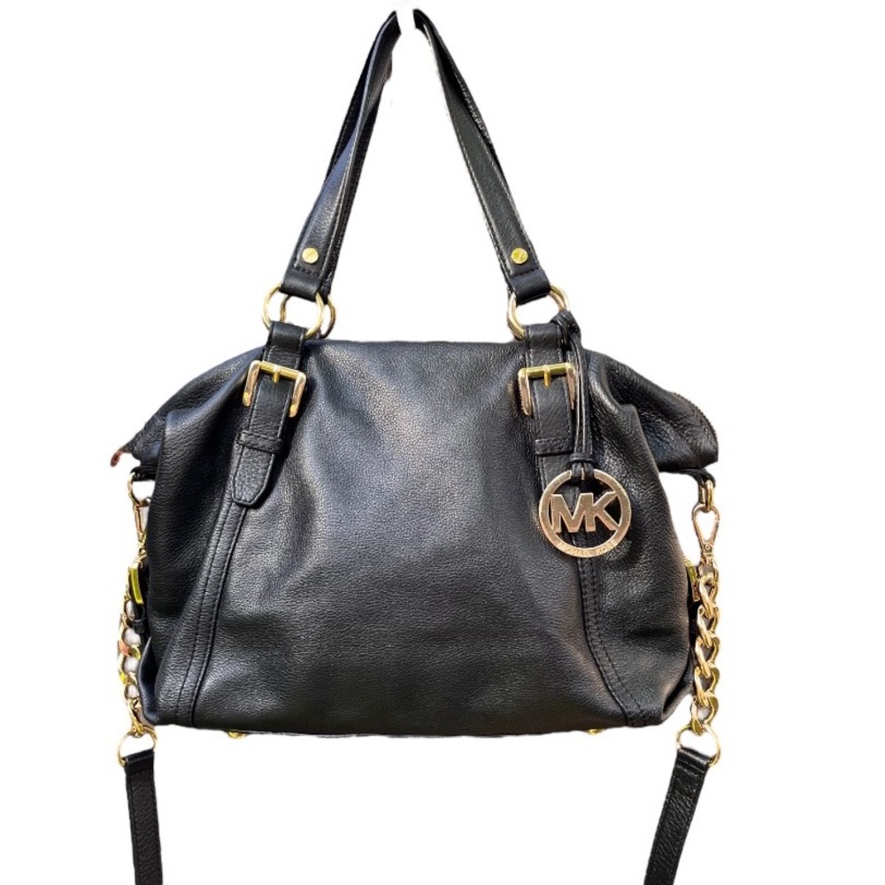Michael Kors MD Tristan Black Leather Convertible Satchel - Picture 2 of 11